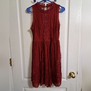 Maurices Burgundy Lace Dress sz 9/10